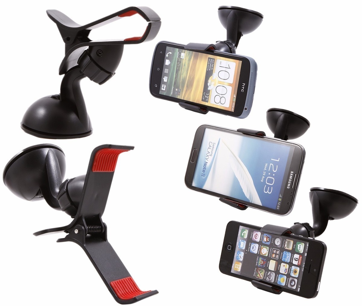 Soporte de Coche Parabrisas Holder Pinza doble Universal 360º con Ventosa  Movil - Accesorios de coche para el teléfono móvil - Los mejores precios