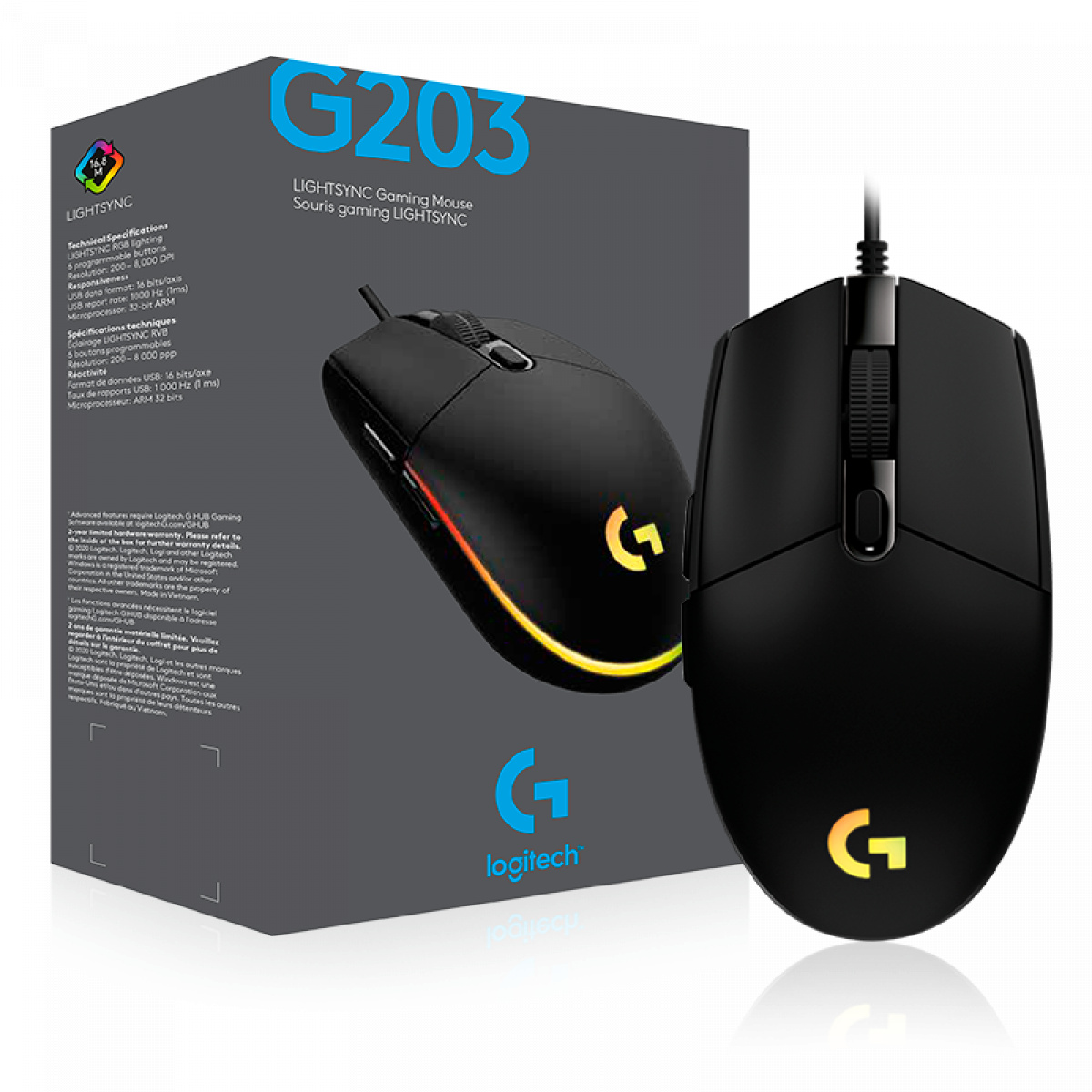 Mouse Gamer Logitech G203 Negro/Blanco - Gaming Lab
