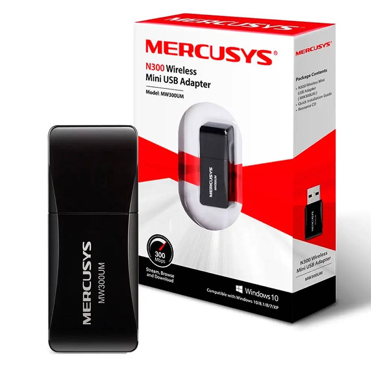 Mini Adaptador Mercusys MW300UM Usb Wifi 300 Mbps N300