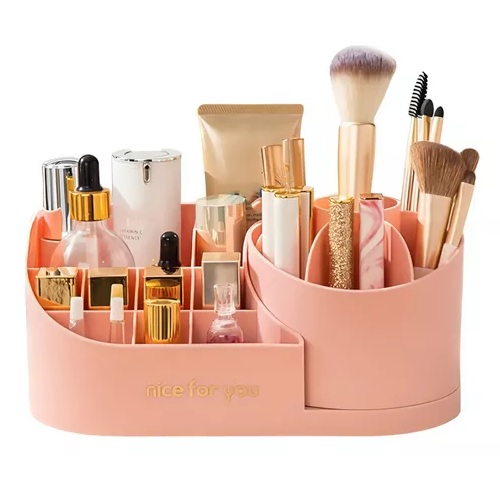 Organizador de Maquillaje con porta brocha giratoria.