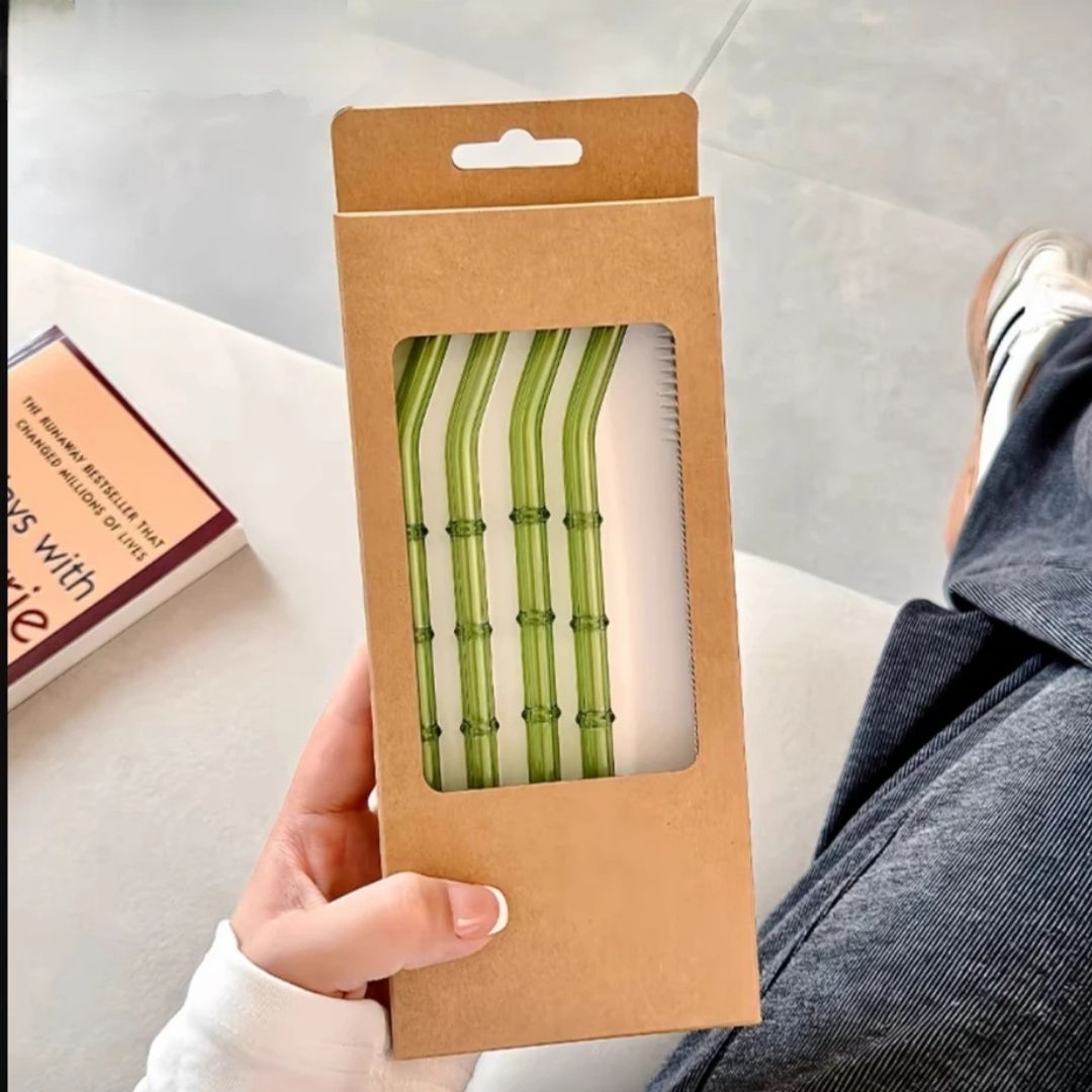 SORBETE VIDRIO FORMA BAMBU CURVA X 4