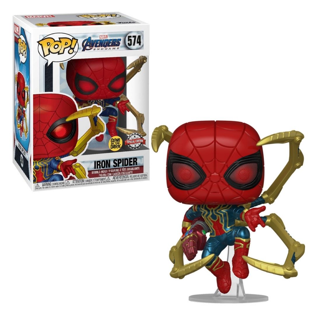FUNKO POP MARVEL AVENGERS ENDGAME IRON SPIDER W/GAUNTLET GLOW *EX* 574