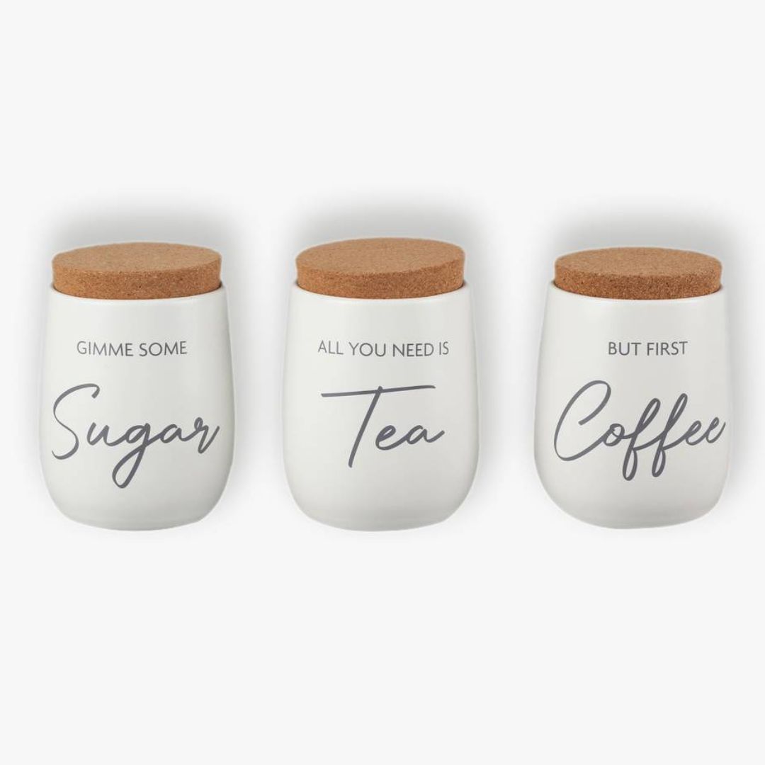 SET LATAS GALVANIZADAS COFFEE, TEA & SUGAR