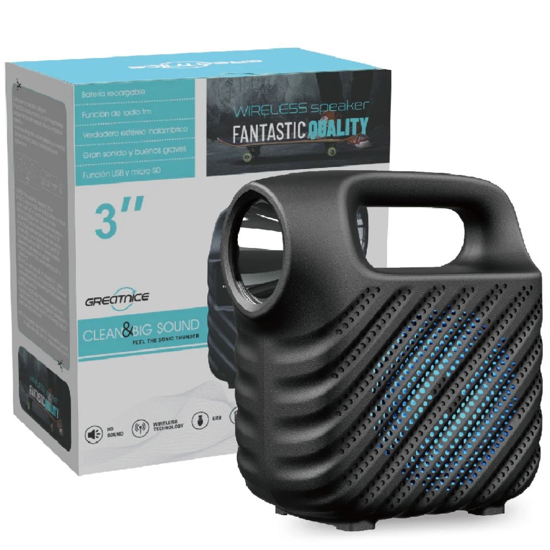 PARLANTE PORT?TIL BLUETOOTH 3" CON LINTERNA