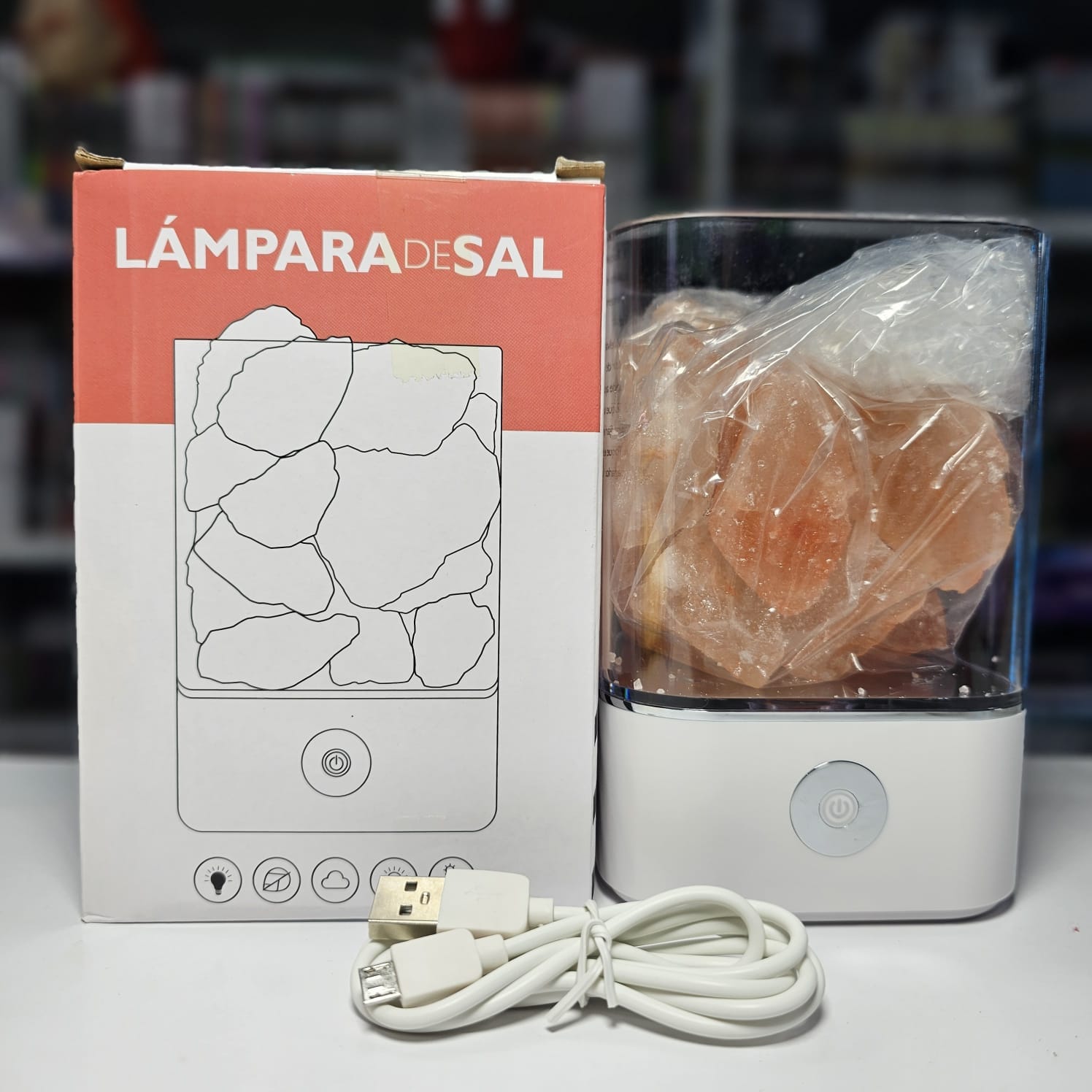 LAMPARA DE SAL VIDRIO CUADRADO