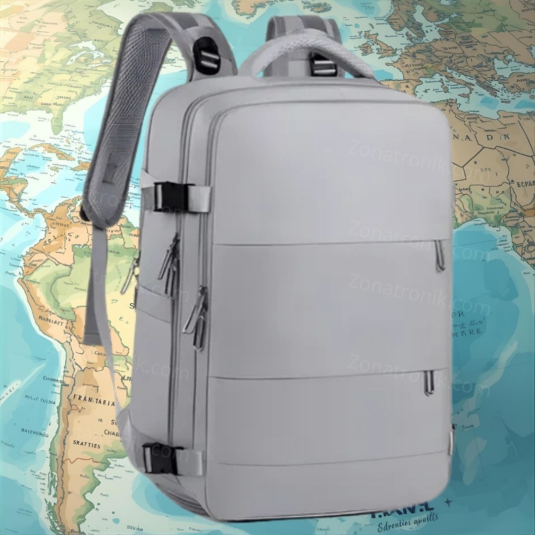 Mochila Viaje Viral Multiples bolsillos Gris