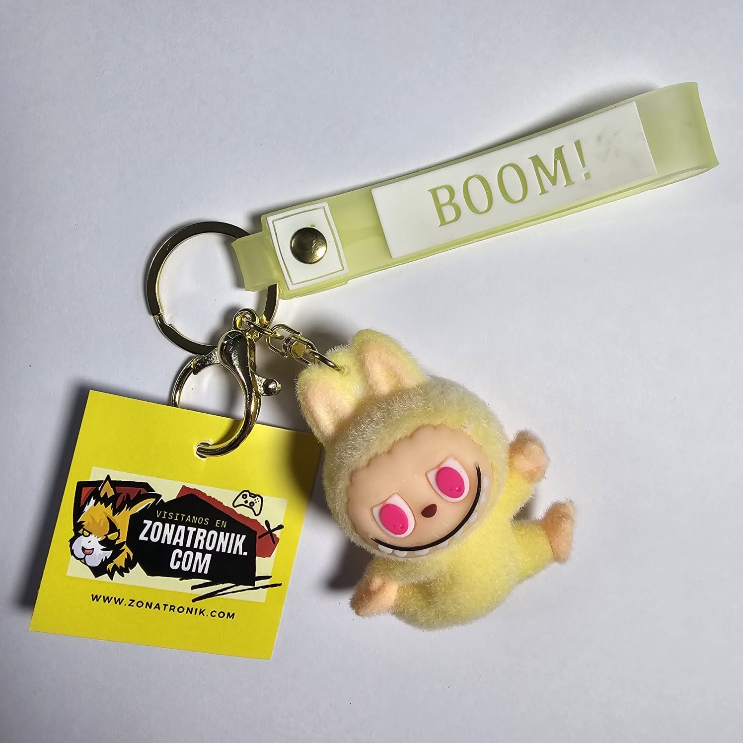 Llavero Flocked Labubu Amarillo
