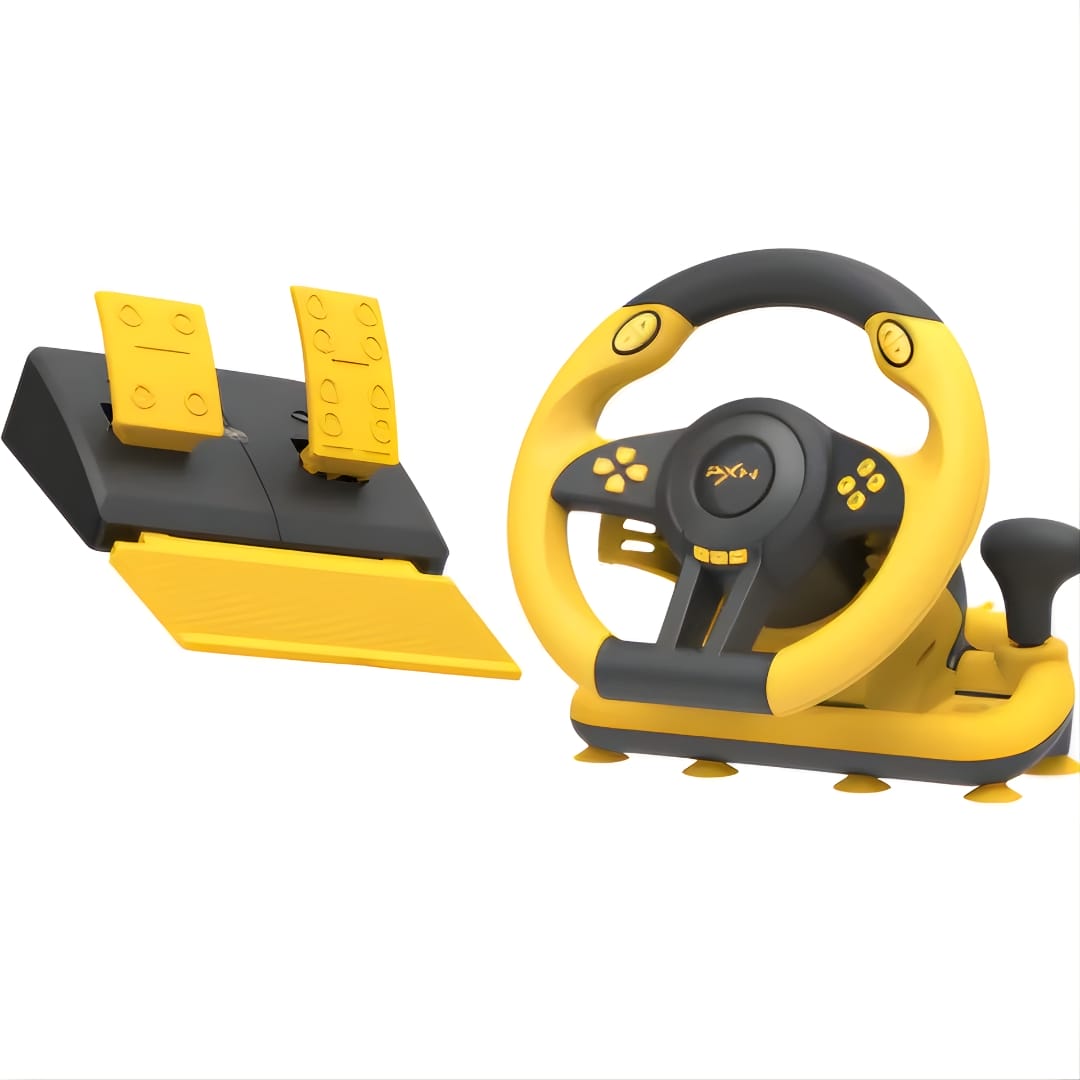 Volante y Pedales PXN V3 Pro para PC / PS3 / PS4 / Xbox One / Xbox Series / Switch - Amarillo y Negro