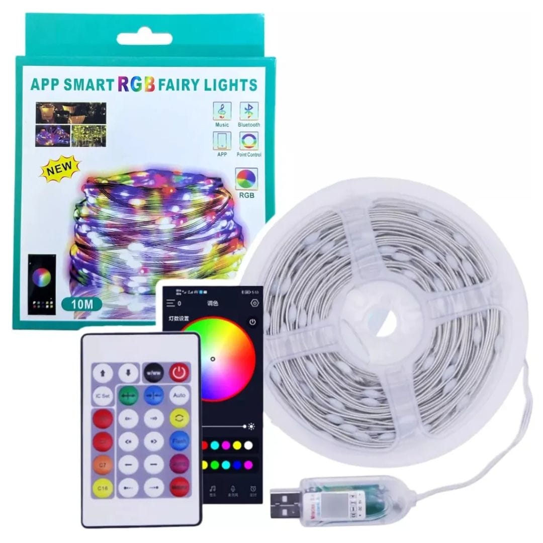 Luces LED RGB con Control Bluetooth Tira Decorativa 10m