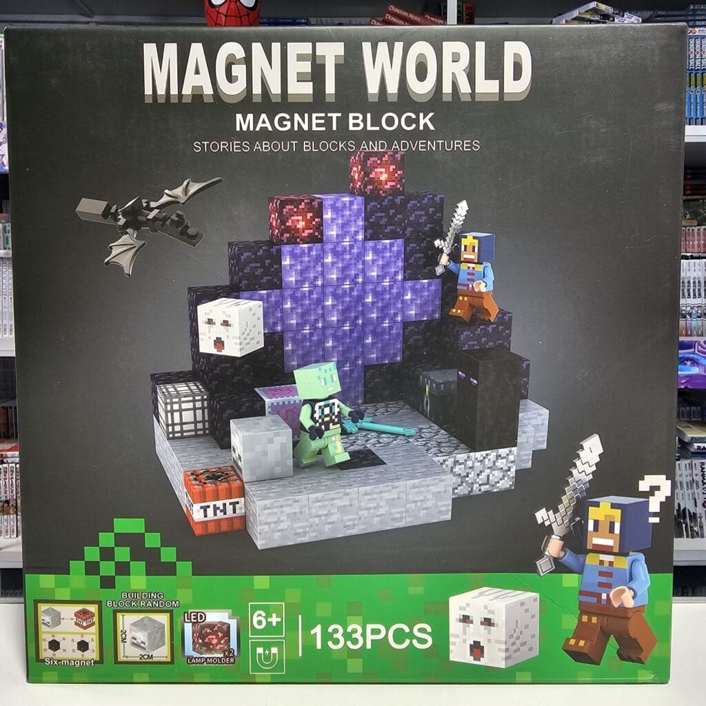 Minecraft Magnet World Set de Construccion Magnetico (133 piezas) con luz