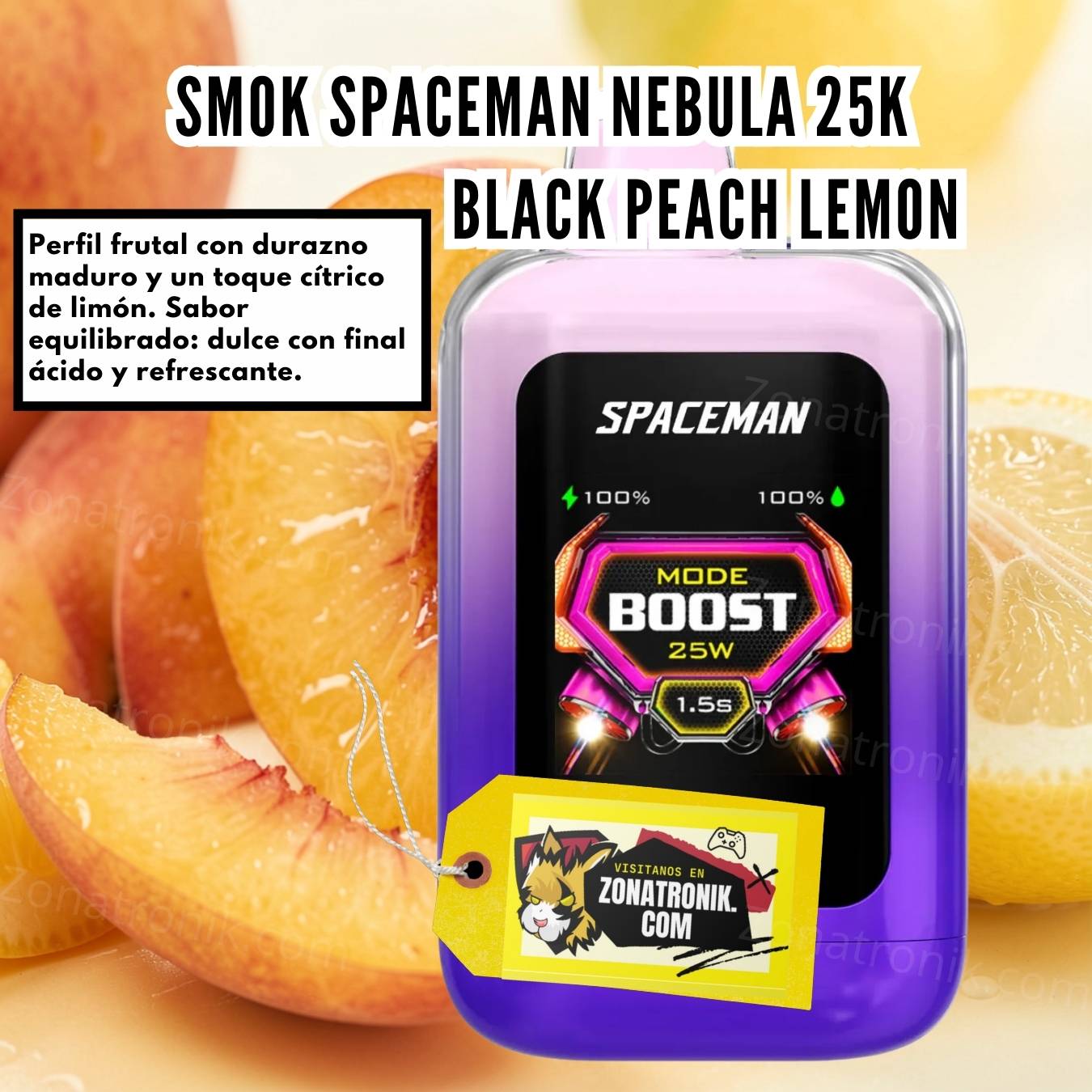 SMOK SPACEMAN NEBULA 25K BLACK PEACH LEMON
