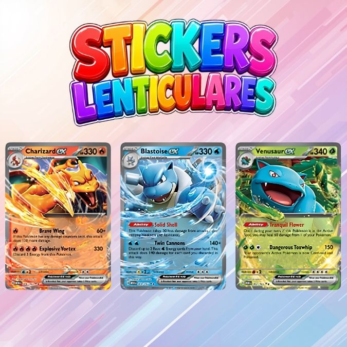 STICKER LENTICULAR CARTA VENUSAUR EX - CHARIZARD EX - BLASTOISE EX