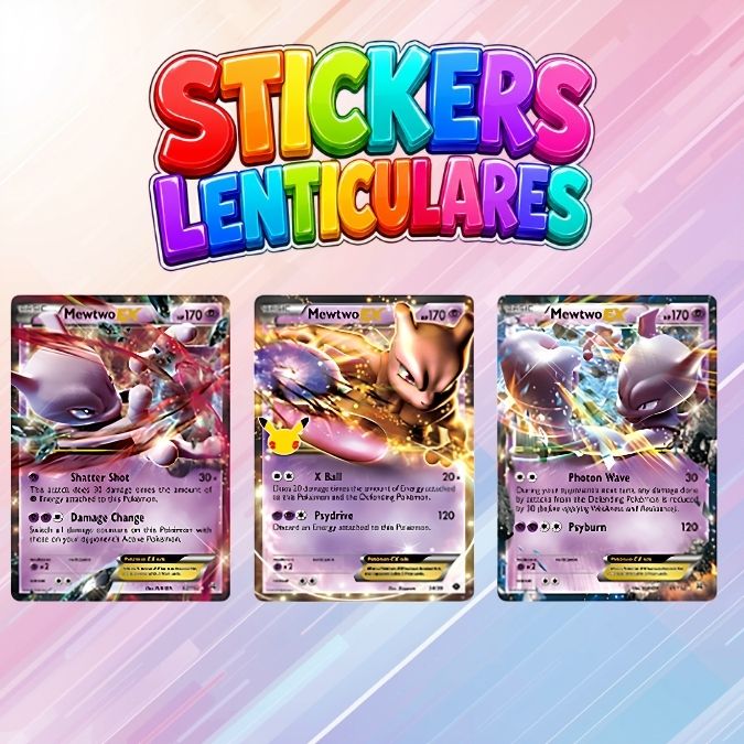 STICKER LENTICULAR CARTA MEWTWO EX