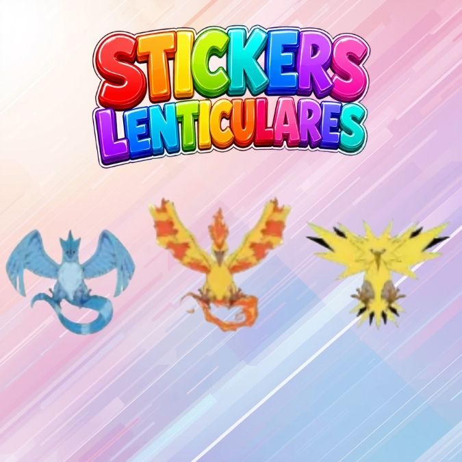 STICKER LENTICULAR ARTICUNO - ZAPDOS - MOLTRES