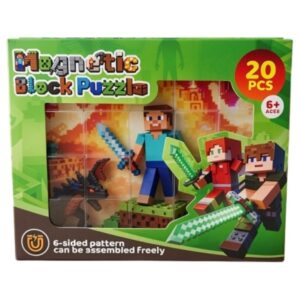 Rompecabezas de bloques magnéticos Minecraft 20 piezas
