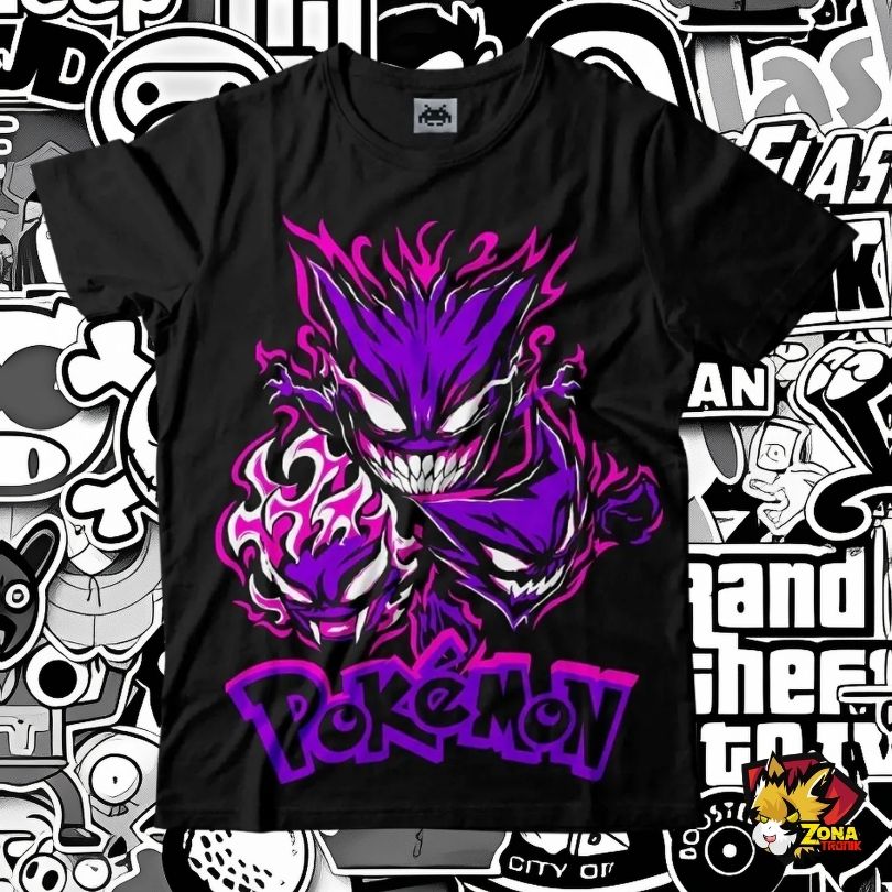Remera Gastly, Hunter y Gengar - Pokemon L