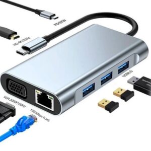 Hub USB-C 7 en 1 con HDMI, VGA, Ethernet, USB y PD